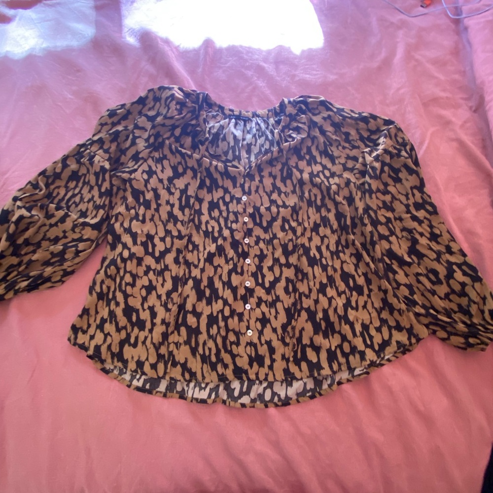 Blu Pepper Brown and Black Patterned Blouse